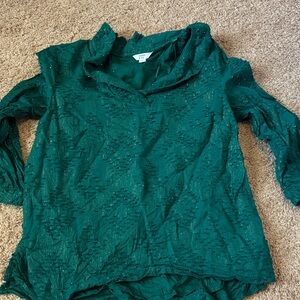 Crown & Ivy Teal Textured Blouse